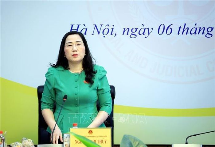Phó Chủ nhiệm Ủy ban Pháp luật và Tư pháp của Quốc hội Nguyễn Thị Thủy phát biểu. Ảnh: Tuấn Anh/TTXVN.