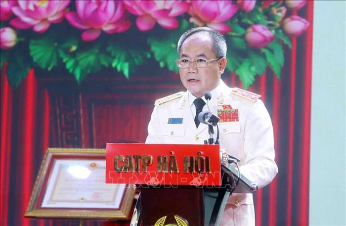 Trung tướng Nguyễn Thanh Tùng, Giám đốc Công an thành phố Hà Nội phát biểu. Ảnh: Phạm Kiên/TTXVN