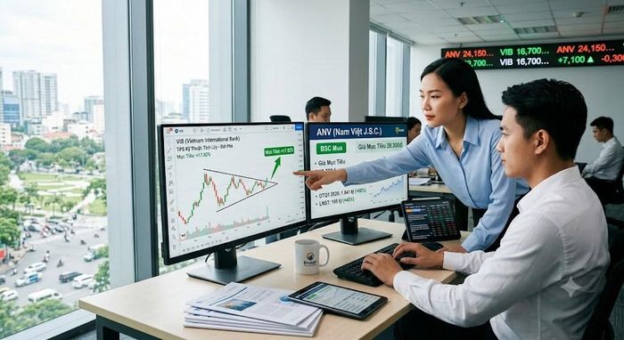 Phân tích cơ hội đầu tư cho cổ phiếu Nam Việt (ANV) và VIB. Ảnh minh họa: AI tạo
