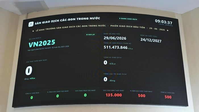 Sàn giao dịch carbon được thí điểm từ cuối tháng 6/2026. Ảnh: Phạm Tuấn Anh/TTXVN. 