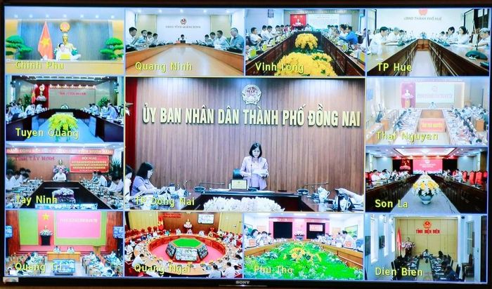 Điểm cầu các tỉnh, thành phố trong nước. (Ảnh chụp màn hình)
