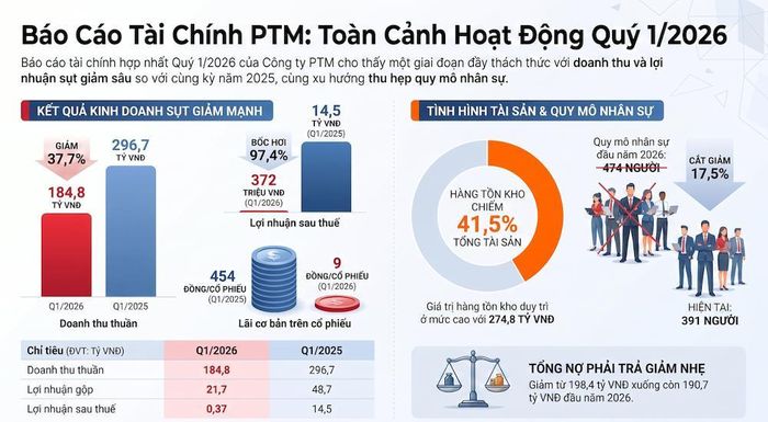  Toàn cảnh tình hình tài chính của PTM trong Quý 1/2026 - Đồ họa Bình An.