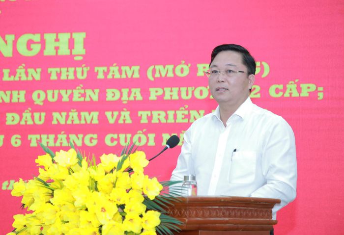 Chủ tịch Ủy ban MTTQ Việt Nam thành phố Lê Trí Thanh phát biểu chỉ đạo hội nghị. Ảnh: ĐẮC MẠNH