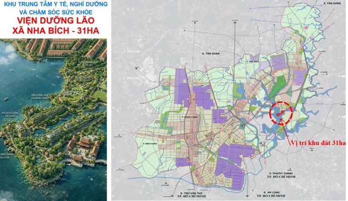 Vị trí đất được giới thiệu và mô hình viện dưỡng lão ở xã Nha Bích.