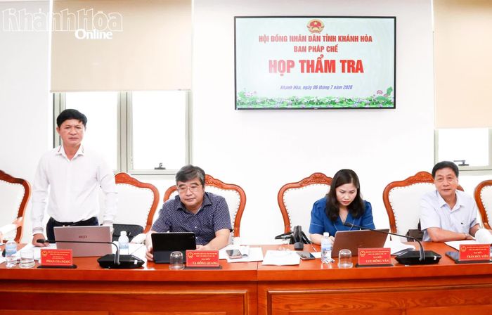 Lãnh đạo Ban Pháp chế HĐND tỉnh phát biểu ý kiến tại cuộc họp.