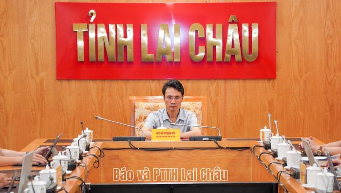 Đồng chí Hà Trọng Hải – Phó Chủ tịch UBND tỉnh dự hội nghị tại điểm cầu tỉnh Lai Châu.