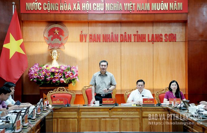 Đồng chí Nguyễn Cảnh Toàn, Phó Bí thư Tỉnh ủy, Chủ tịch UBND tỉnh phát biểu kết luận tại cuộc họp