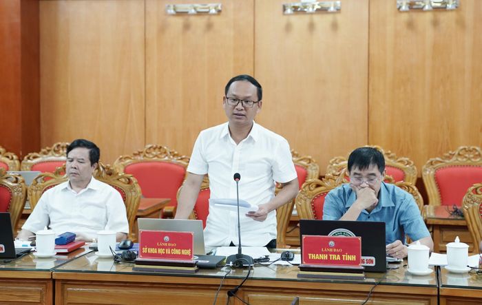 Lãnh đạo Sở Khoa học và Công nghệ phát biểu nêu về một số nhiệm vụ của ngành sẽ triển khai trong thời gian tới