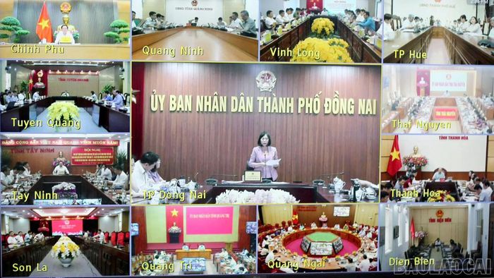 Các điểm cầu tham dự hội nghị trực tuyến.