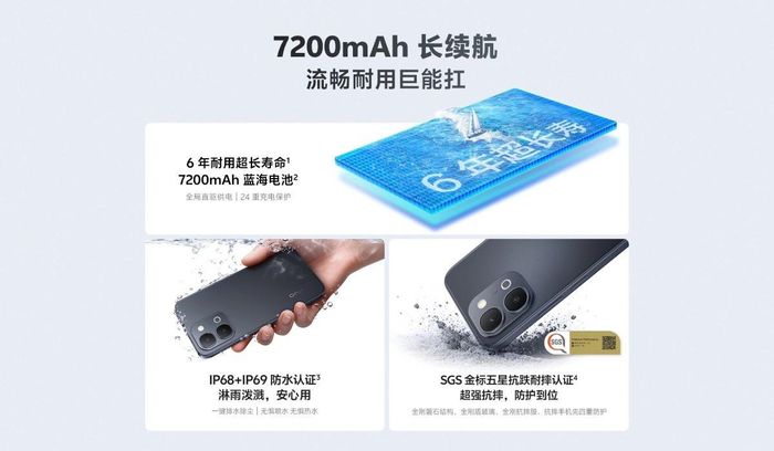 vivo G5i và G5z có pin 7200 mAh đủ dùng trong 2 ngày dài