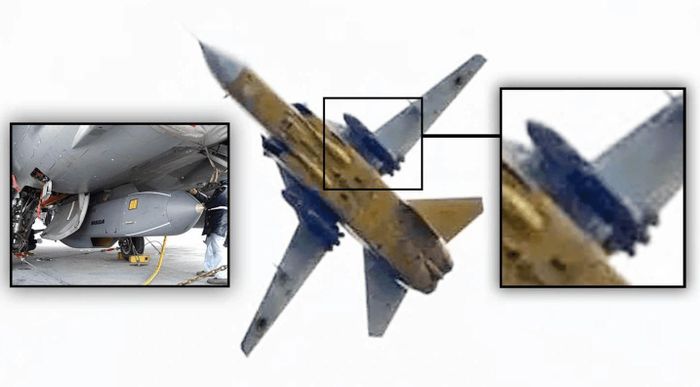 Một máy bay Su-24 với hai tên lửa Storm Shadow dưới cánh. Ảnh: The Drive