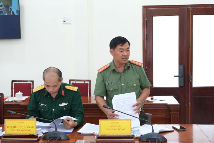 Đại diện lãnh đạo Công an tỉnh Lâm Đồng nêu ý kiến