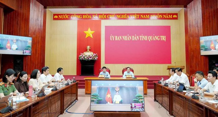Quang cảnh hội nghị tại điểm cầu tỉnh Quảng Trị - Ảnh: N.L