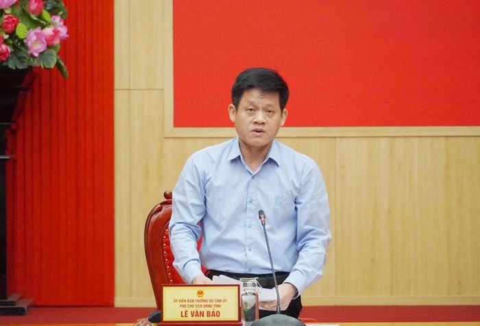 Đồng chí Lê Văn Bảo, Phó Chủ tịch UBND tỉnh phát biểu tham luận tại hội nghị - Ảnh: N.L