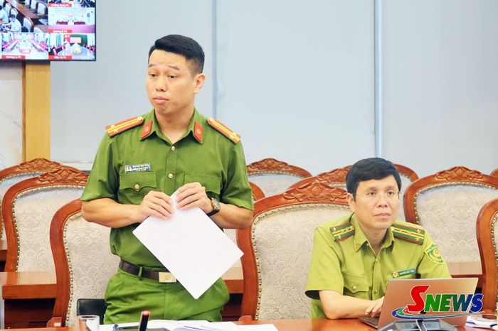 Đại diện Công an tỉnh phát biểu.