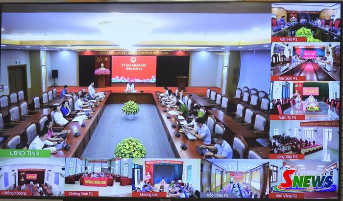 Cuộc họp được tổ chức trực tuyến đến các xã, phường trong tỉnh.