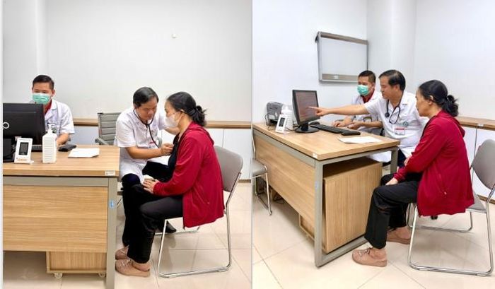 PGS.TS Đào Xuân Cơ - Giám đốc Bệnh viện trực tiếp thăm khám và tư vấn cho người bệnh. Ảnh: Bệnh viện Bạch Mai