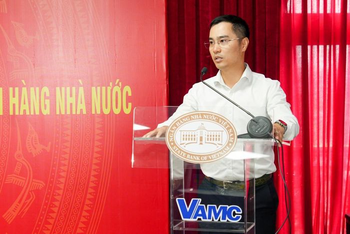 Ông Trần Trung Dũng, Chủ tịch Hội đồng thành viên VAMC phát biểu tại Hội nghị