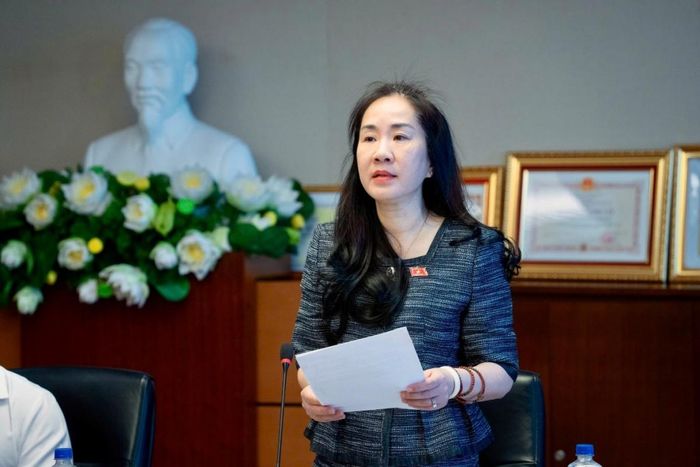 Phó Chủ nhiệm Ủy ban Kinh tế và Tài chính Đoàn Thị Thanh Mai phát biểu