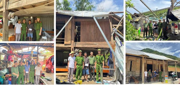 Những căn nhà tình nghĩa được dựng lên có thể chưa phải điều lớn lao nhưng với những gia đình từng sống trong cảnh mưa dột, tường nghiêng, đó là cả một cuộc đời được đổi thay (Trong ảnh: CBCS Công an xã Yên Nhân, tỉnh Thanh Hóa hỗ trợ, giúp đỡ các hộ dân bị thiệt hại nhà cửa do giông lốc).
