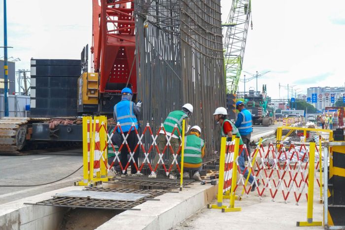 Thi công tuyến Metro số 2 đoạn Bến Thành - Tham Lương.