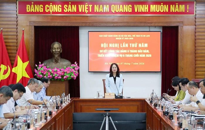 Ủy viên BCH Trung ương Đảng, Bí thư Đảng ủy Bộ, Bộ trưởng Bộ VHTTDL Lâm Thị Phương Thanh chủ trì hội nghị