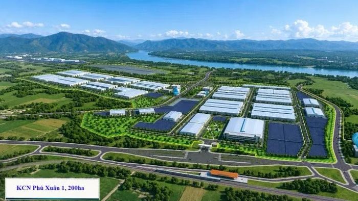 Phối cảnh Khu công nghiệp Phú Xuân 1, với quy mô 200ha.