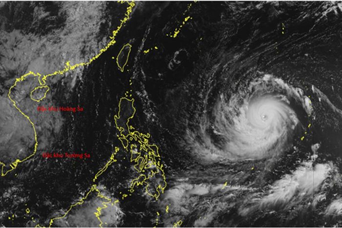 Hình ảnh của siêu bão Bavi trên ảnh mây vệ tinh Himawari của Nhật Bản lúc 7h30 sáng 7/7/2026. Nguồn: NCHMF