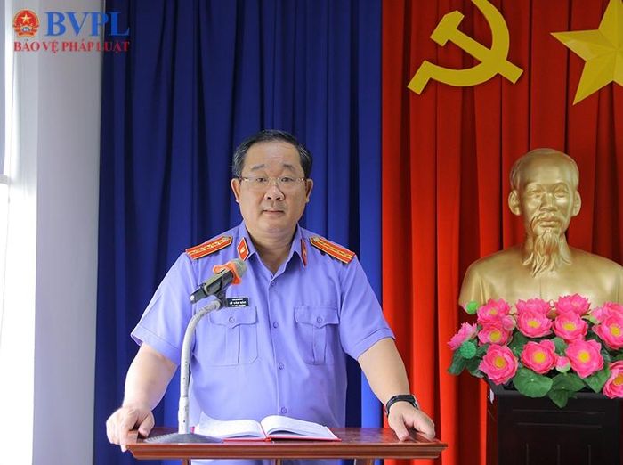  TS. Lê Văn Hảo - Phó Hiệu trưởng Trường Đại học Kiểm sát, Phó Giám đốc Phân hiệu phát biểu tại lễ khai giảng.