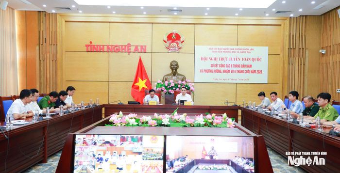 Quang cảnh hội nghị tại điểm cầu tỉnh Nghệ An. Ảnh: Thành Duy