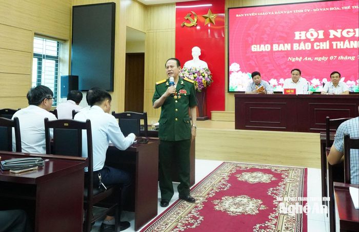 Ông Hoàng Đăng Hòe - Chủ tịch Hội Nạn nhân Chất độc Da cam/Dioxin tỉnh Nghệ An đề nghị các cơ quan báo chí tăng cường tuyên truyền nhân dịp kỷ niệm 65 năm thảm họa da cam Việt Nam. Ảnh: Mai Hương