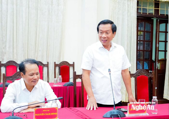 Đồng chí Lê Đức Cường - Nguyên Ủy viên Ban Thường vụ Tỉnh ủy, nguyên Trưởng ban Tổ chức Tỉnh ủy phát biểu tại buổi gặp mặt. Ảnh: Phạm Bằng