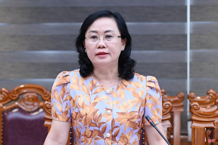 Đồng chí Trương Thanh Huyền - Trưởng ban Tổ chức Tỉnh ủy phát biểu tại phiên họp.