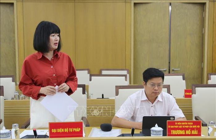 Đại diện Bộ Tư pháp phát biểu.