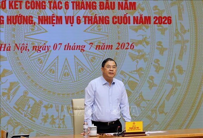 Phó Thủ tướng Thường trực Phạm Gia Túc, Trưởng Ban Chỉ đạo quốc gia chống buôn lậu, gian lận thương mại và hàng giả phát biểu chỉ đạo. Ảnh: Lâm Khánh/TTXVN