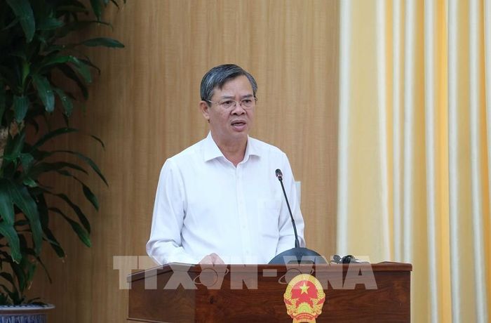 Chủ tịch UBND thành phố Cần Thơ Trương Cảnh Tuyên phát biểu tại Hội nghị. Ảnh: Thanh Liêm - TTXVN