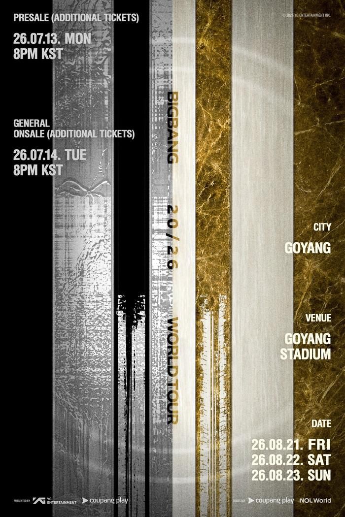 Poster thông báo mở bán thêm chỗ ngồi cho concert của BIGBANG tại Goyang (Ảnh: YG Entertainment)