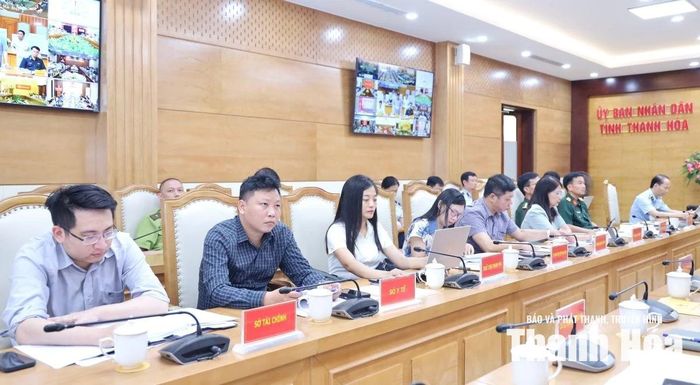Các đại biểu dự hội nghị tại điểm cầu tỉnh Thanh Hóa.