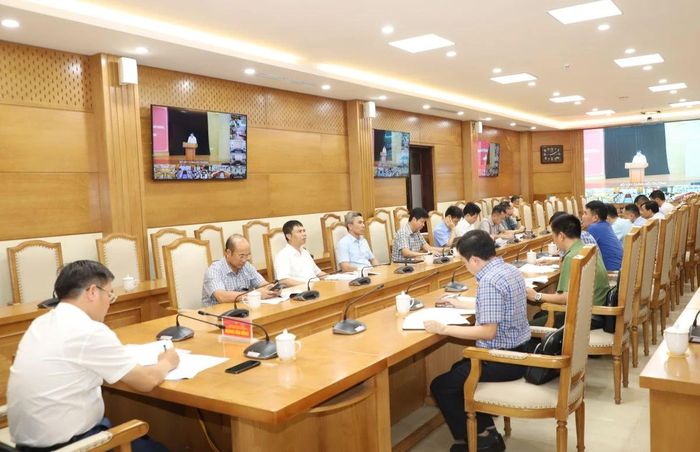 Quang cảnh hội nghị tại điểm cầu tỉnh Thanh Hóa.