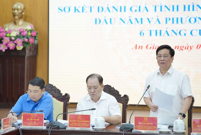 Ủy viên Ban Chấp hành Trung ương Đảng, Phó Bí thư Tỉnh ủy, Chủ tịch UBND tỉnh An Giang Hồ Văn Mừng phát biểu chỉ đạo hội nghị.