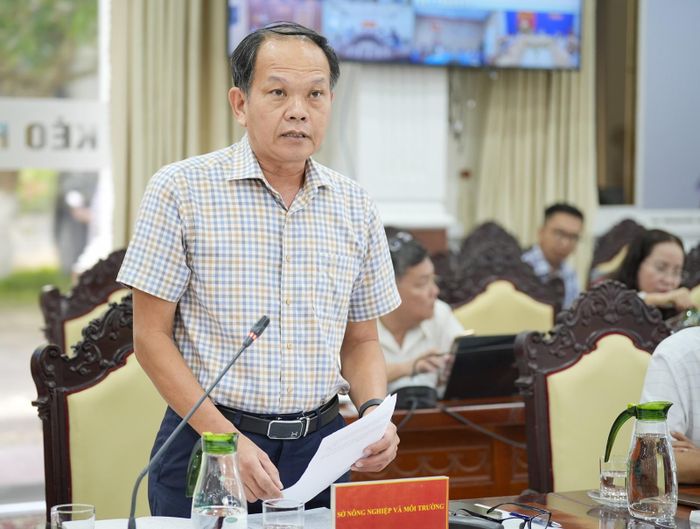 Lãnh đạo Sở Nông nghiệp và Môi trường tỉnh An Giang phát biểu tại hội nghị.