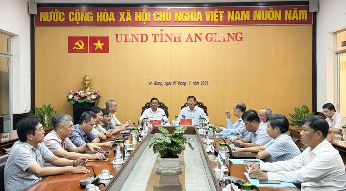Quang cảnh hội nghị tại điểm cầu tỉnh An Giang.