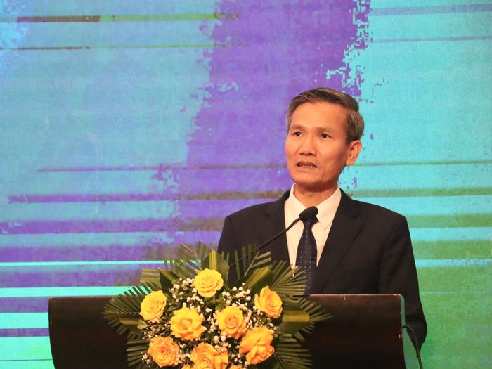 Thứ trưởng Bộ Nội vụ Cao Huy phát biểu khai mạc diễn đàn. Ảnh: QUỐC TUẤN