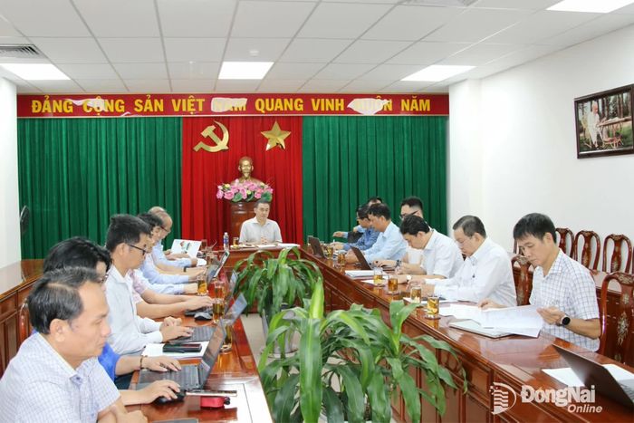 Ủy viên Ban Thường vụ Thành ủy, Phó Chủ tịch UBND thành phố Lê Trường Sơn chủ trì buổi làm việc. Ảnh: Hải Quân