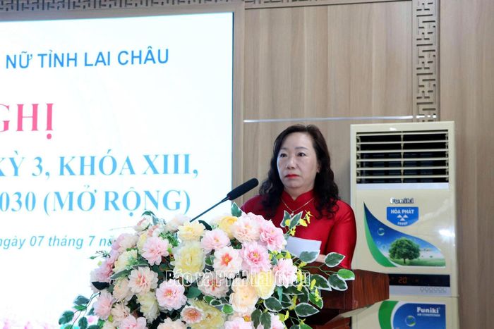 Đồng chí Ngô Thị Bích Hạnh - Chủ tịch Hội LHPN tỉnh phát biểu kết luận hội nghị.