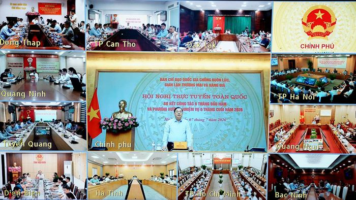 Đồng chí Phạm Gia Túc, Ủy viên Bộ Chính trị, Phó Thủ tướng Thường trực Chính phủ, Trưởng BCĐ 389 quốc gia phát biểu chỉ đạo hội nghị (ảnh chụp màn hình trực tuyến)