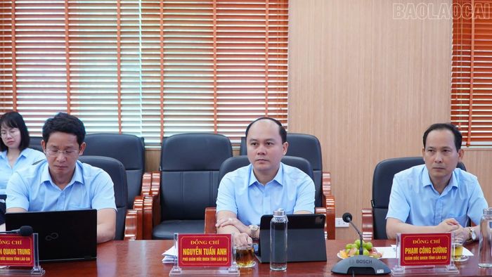 Các đại biểu dự hội nghị tại điểm cầu tỉnh Lào Cai.