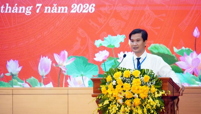 Đồng chí Đặng Đại Tình, Phó trưởng Ban Thường trực Ban Tuyên giáo và Dân vận Tỉnh ủy, Phó trưởng Ban Tổ chức hội thi phát biểu tổng kết hội thi - Ảnh: N.M