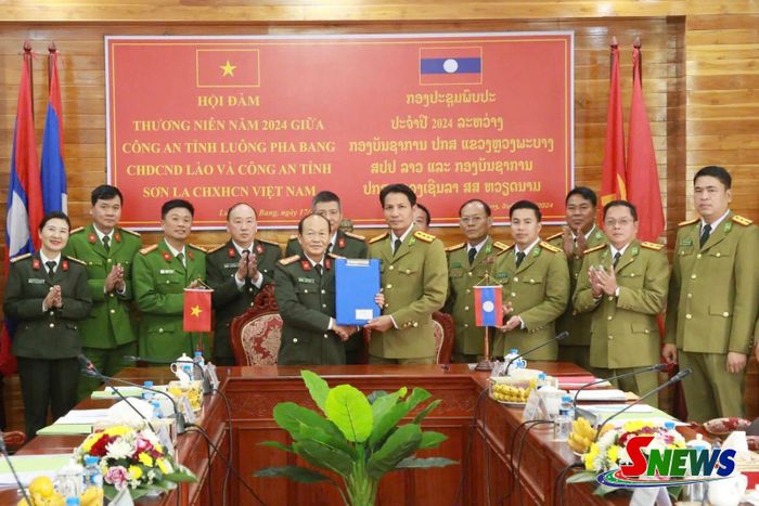 Hội đàm thường niên giữa Công an tỉnh Luông Pha Bang và Công an tỉnh Sơn La.