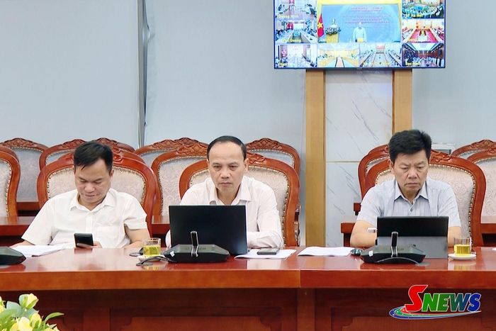 Các đại biểu dự hội nghị điểm cầu tỉnh Sơn La.